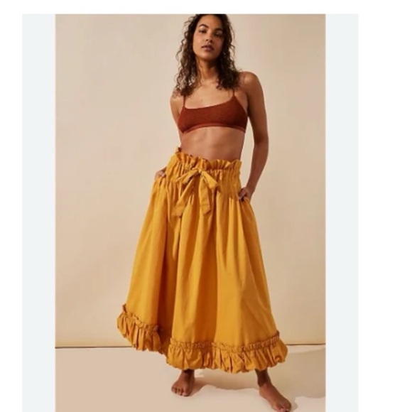 Size xl FP Favorite Part Midi Skirt gold/ yellow smoke and pet free - Picture 2 of 8